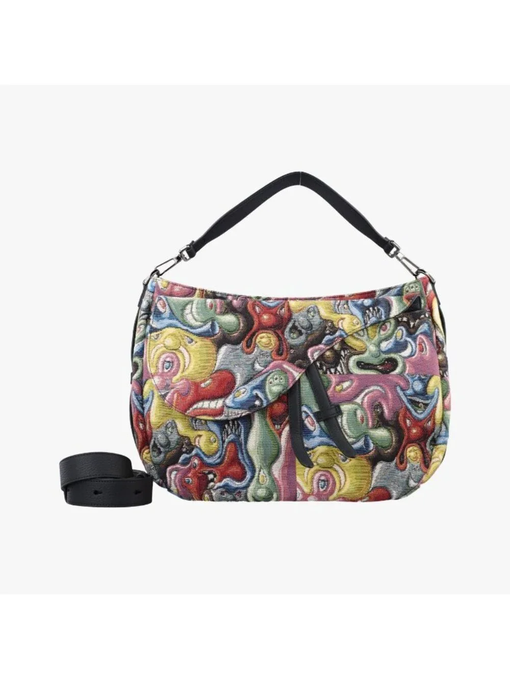 Dior &Kennie Schaaf Saddle Soft Multicolor Jacquard Grained Calfskin Shoulder